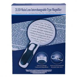 Лупа с подсветкой 2LED + 3 насадки 2,5х/5х/16х Main Lens Interchangeable Type Magnifier