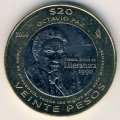 Мексика 20 песо 2010 год - 20 лет присуждения Нобелевской премии Октавио Пасу