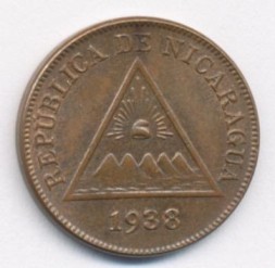 Монета Никарагуа 1 сентаво 1938 год