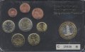Евро серия Италии 2002 года (8 монет + 1 жетон 1997 года)