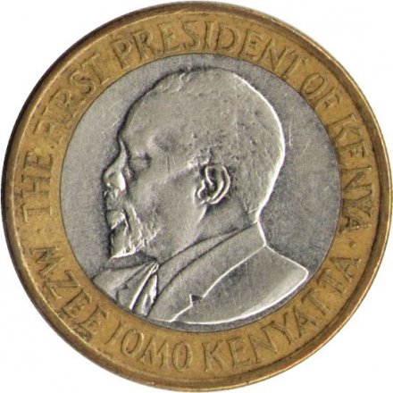 Кения 10 шиллингов 2010 год - Джомо Кениата - VF