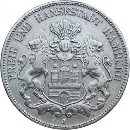 Германия 5 марок 1903 год (J) Гамбург