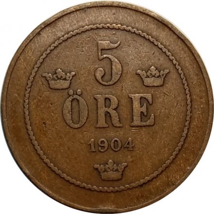 Швеция 5 эре 1904 год - Король Оскар II