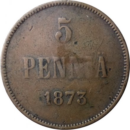 Финляндия 5 пенни 1873 год - Александра II - VF-