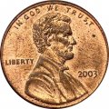 США 1 цент 2003 год - Авраам Линкольн (без отметки МД)