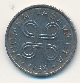 Финляндия 1 марка 1953 год (железо)
