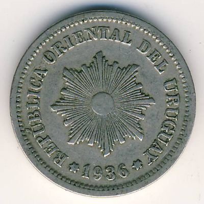 Уругвай 2 сентесимо 1936 год