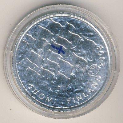 Финляндия 10 евро 2008 год - 90 лет флагу Финляндии (BU)