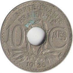 Франция 10 сантимов 1936 год
