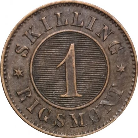 Дания 1 скиллинг-ригсмёнт 1872 год