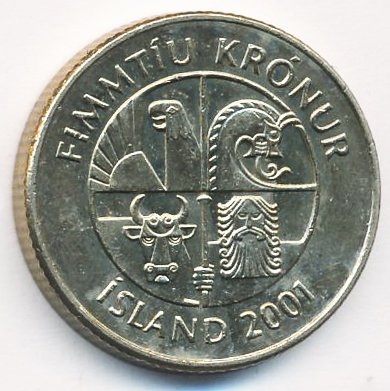 Исландия 50 крон 2001 год - Береговой краб
