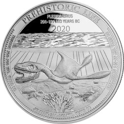 Конго 20 франков 2020 год  - Доисторическая жизнь - Плезиозавр