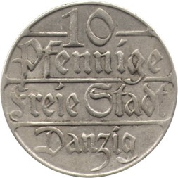 Монета Данциг 10 пфеннигов 1923 год