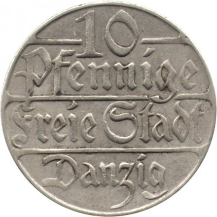 Данциг 10 пфеннигов 1923 год