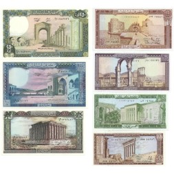 Набор из 7 банкнот Ливан 1980-1988 год - aUNC