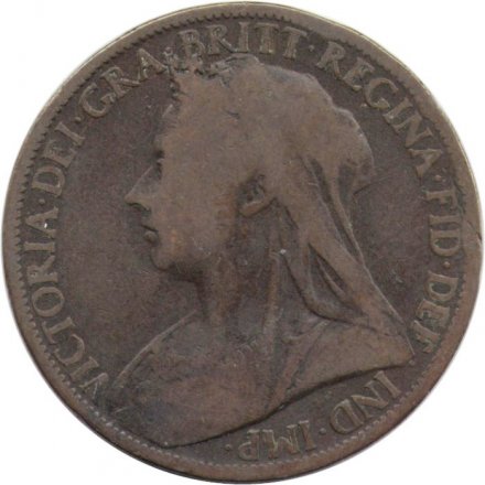 Великобритания 1 пенни 1901 год (бронза, коричневый цвет) - Королева Виктория