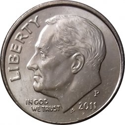США 1 дайм (10 центов) 2011 год - Франклин Рузвельт (P)