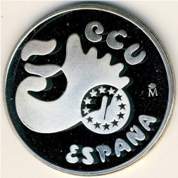 Испания 5 экю 1991 год