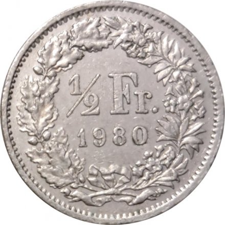 Швейцария 1/2 франка 1980 год