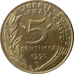 Франция 5 сантимов 1990 год - Марианна