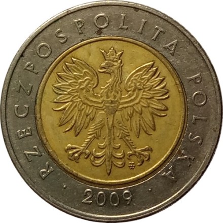 Польша 5 злотых 2009 год
