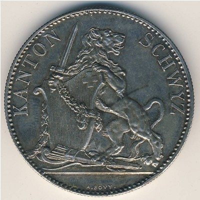 Швейцария 5 франков 1867 год