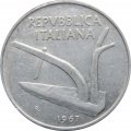 Италия 10 лир 1967 год