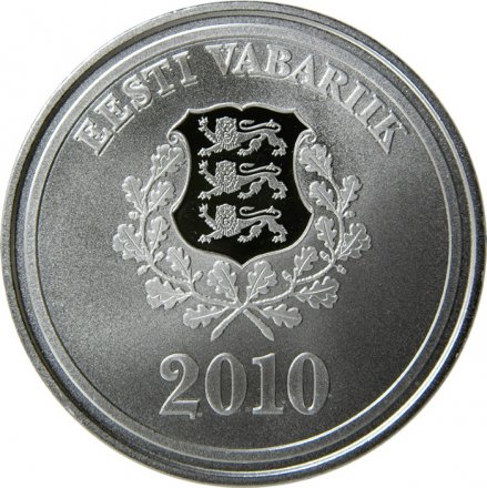 Эстония 10 крон 2010 год - XXI зимние Олимпийские Игры, Ванкувер Ag в футляре