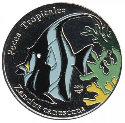 Куба 1 песо 2005 год - Рогатый занкл (Zanclus canescens)