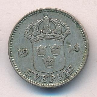Швеция 25 эре 1914 год - Герб