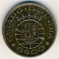 Монета Португальская Индия 6 эскудо 1959 год