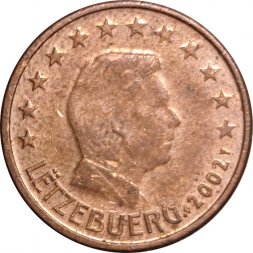 Люксембург 1 евроцент 2002 год