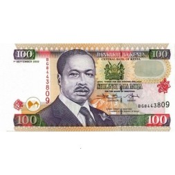 Кения 100 шиллингов 2002 год - Президент Даниэль Тороитич Арап Мои UNC