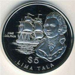 Монета Токелау 5 тала 1989 год