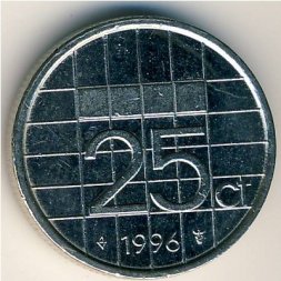 Нидерланды 25 центов 1996 год