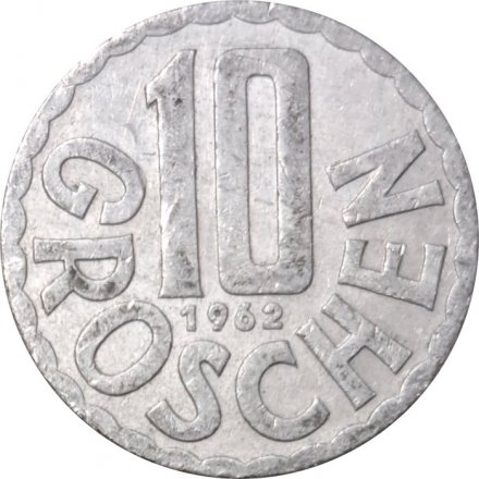 Австрия 10 грошей 1962 год