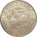 Австрия 3 евро 2022 год - Синекольчатый осьминог