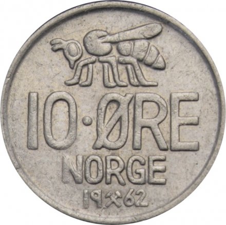 Норвегия 10 эре 1962 год