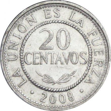 Боливия 20 сентаво 2008 год