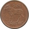 Норвегия 5 эре 1970 год - Король Улаф V. Лось