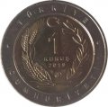 Турция 1 куруш 2019 год - Лесной жаворонок (кольцо серого цвета)
