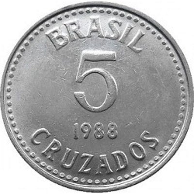 Бразилия 5 крузадо 1988 год 