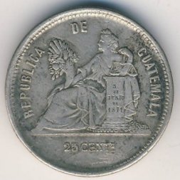 Гватемала 25 сентаво 1889 год