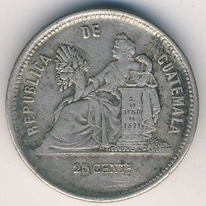 Гватемала 25 сентаво 1889 год