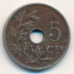 Бельгия 5 сантимов 1925 год BELGIE