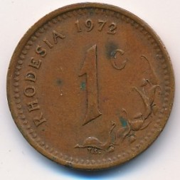 Монета Родезия 1 цент 1972 год