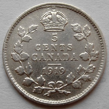Канада 5 центов 1919 год - Король Георг V