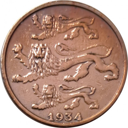 Эстония 2 сента 1934 год
