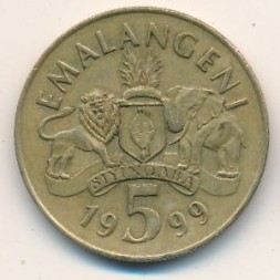 Монета Свазиленд 5 эмалангени 1999 год - Мсвати III