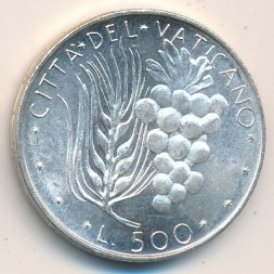 Ватикан 500 лир 1976 год